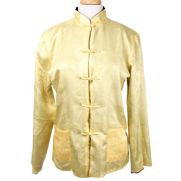 EASTERN COLLECTION Yellow & Black Asian Reversible Traditional Jacket Size XXXL - Picture 2 of 10